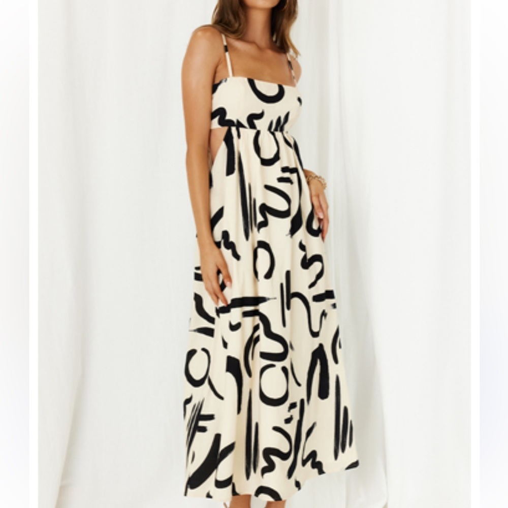Black and White Cutout Maxi Dress
